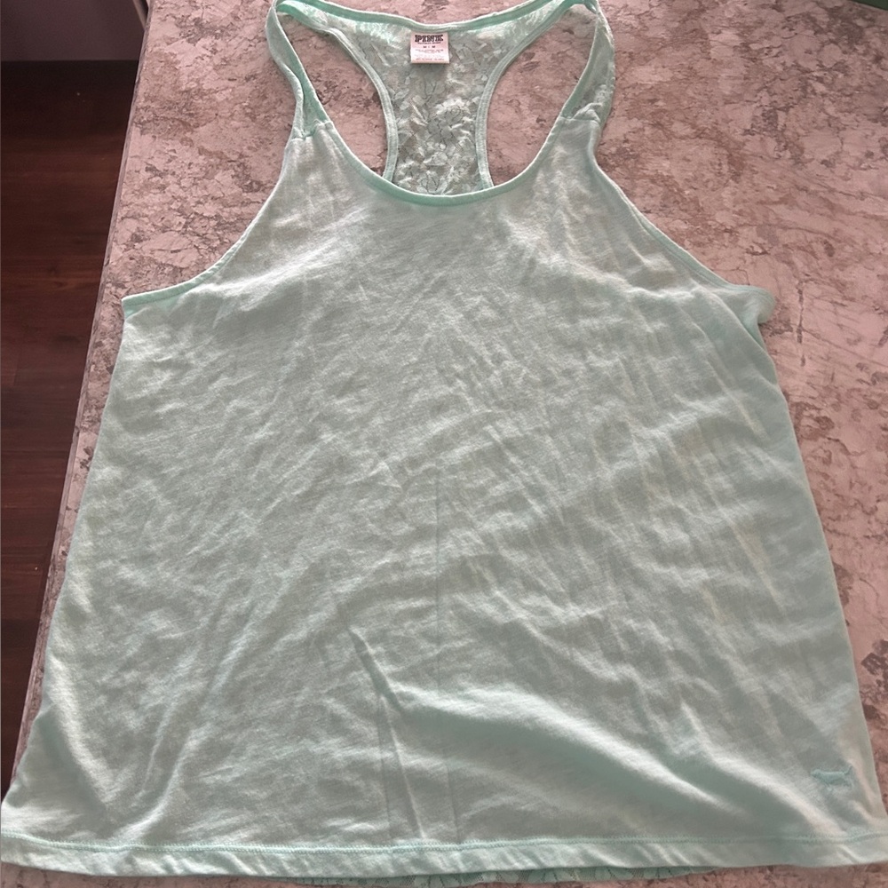 Victoria's Secret PINK Lace Back tank top Medium Teal